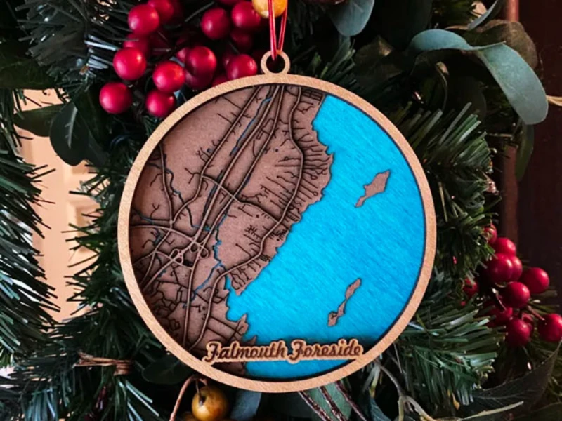 Christmas Ornament - Personalized Layered Home Town Map