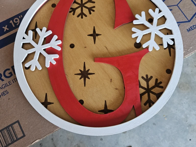 Snowflake Christmas Door Hanger Monogrammed