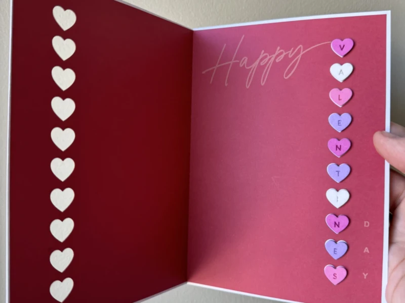 Custom cut paper Valentine's Day card