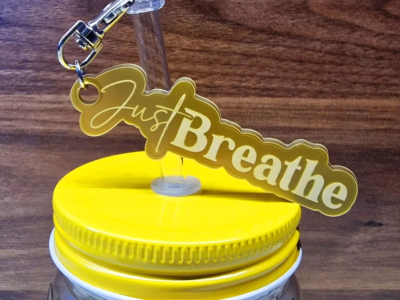 Just Breathe Gold Acrylic Keyring Keychain