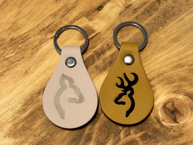 Custom Deer Leather Engraved Keychain