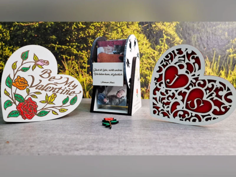 Valentine - Riesenrad mit Fotos und Sprüchen & Liebes-Herz-Geschenkbox (Ferris wheel with photos & sayings, Love Heart Gift Box)
