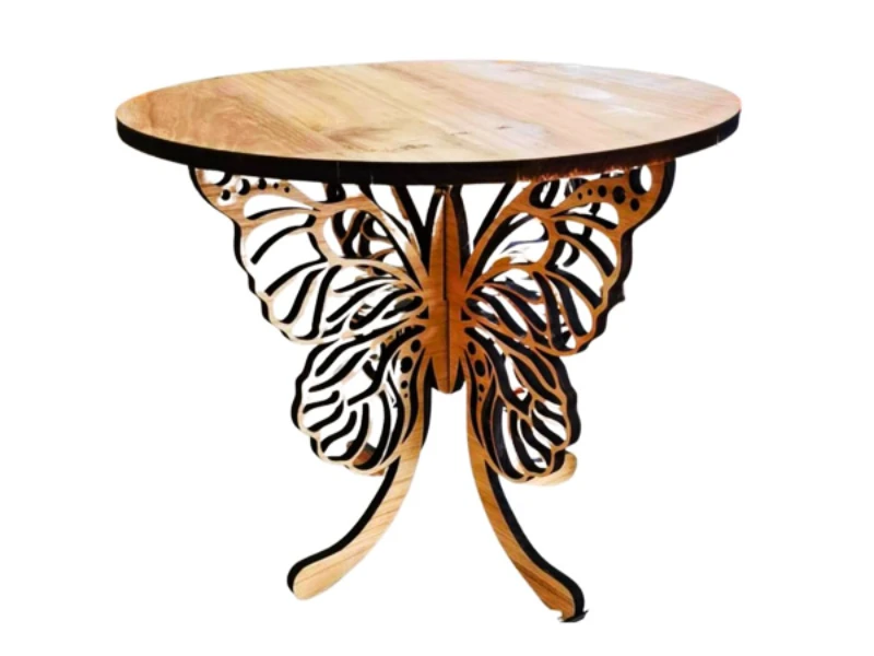 Butterfly-Shaped Wooden Tea Table