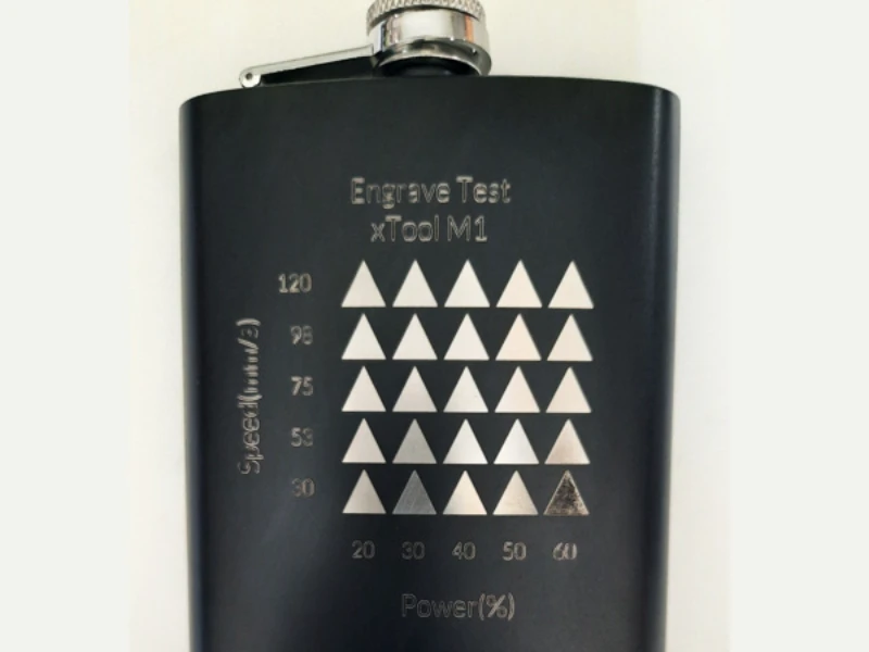 Hip Flask Engrave test by XCS material test array 