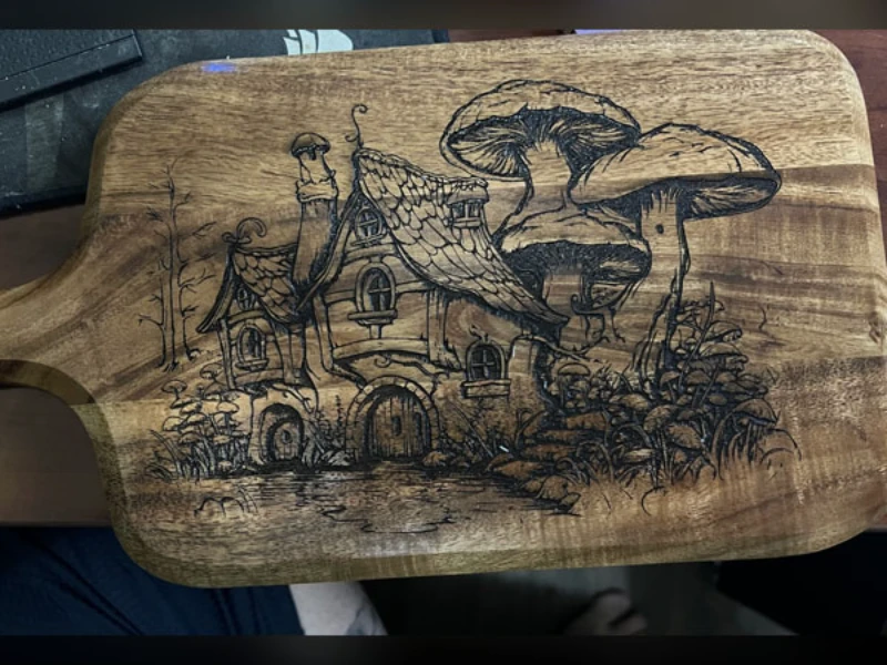 Mushroom Fairy House Cutting Board